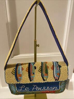 American & Beyond Le Poisson Beaded Fish Shoulder Bag 🐟✨